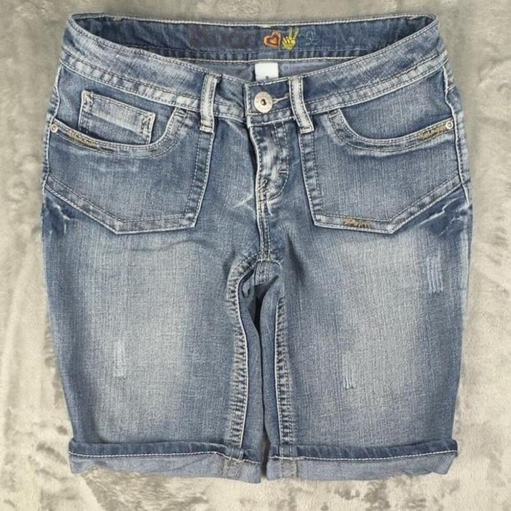 Mudd Blue Cuffed Denim Jorts Size 9